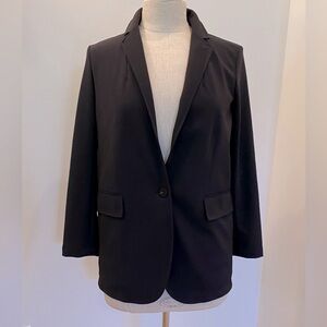 Theory Womens Black Single Button Blazer / Stretch Knit / Front Pockets /M